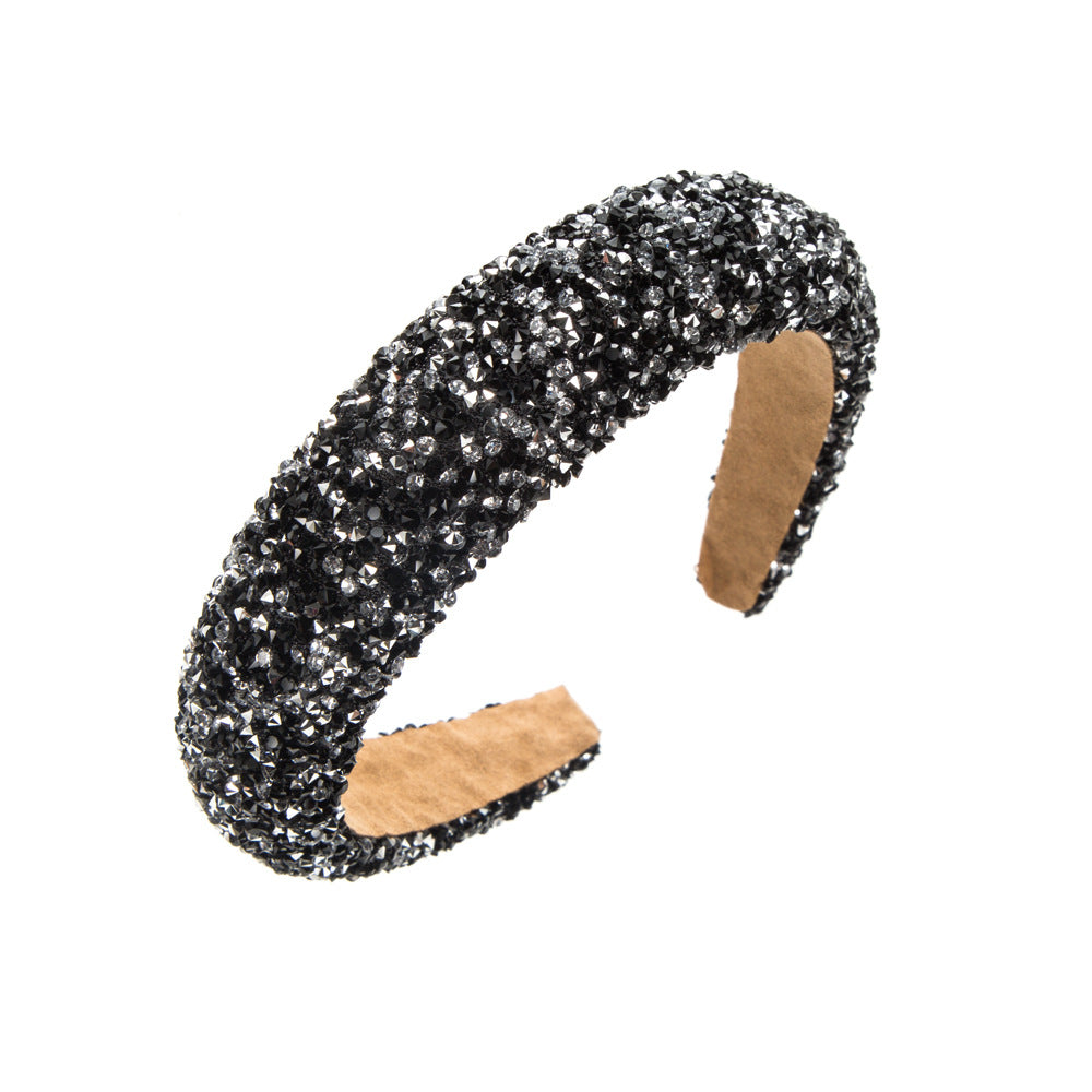 Wholesale New fashion hair pressure non-slip pure handmade sponge wide edge inlaid small rhinestone increased cranial top hair accessories women's headband